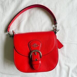 Coach Red Crossbody Bag with Curved Flap